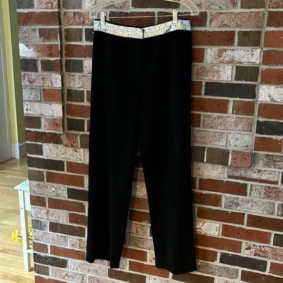 LARRY LEVINE Black & Silver Sequin Tailored Relaxed Fit Trouser Pants Sz 8 NWOT - Picture 2 of 9